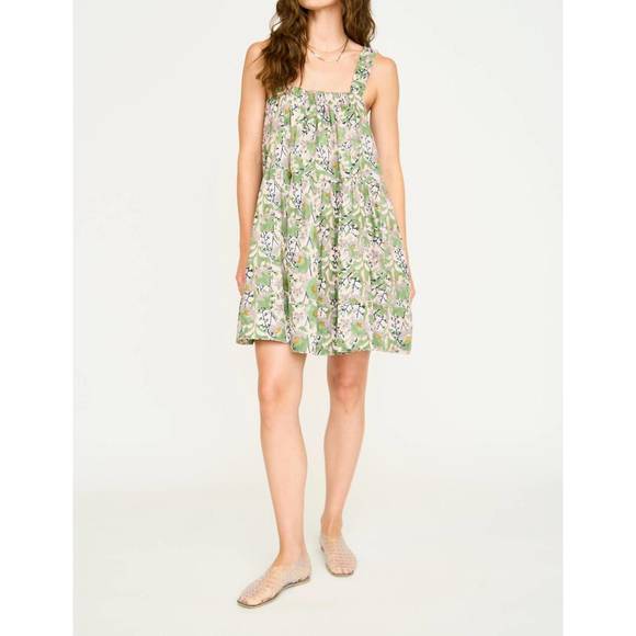MIRTH Dresses & Skirts - Tiered Floral Mini Dress in Light Green